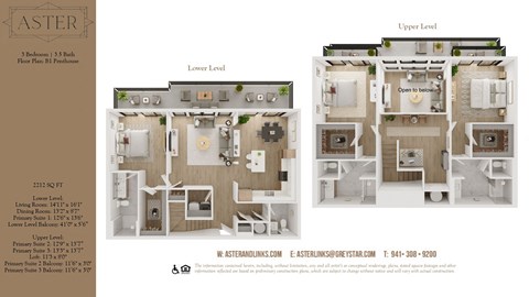 3d furnished floor plan of a 1 bedroom apartment